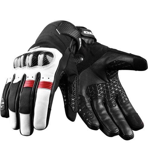 Carbon X Leather Motorcycle Riding Gloves - Knuckle Protection